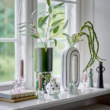 סט 2 ואזות חרס Rhett - ירוק / שחור