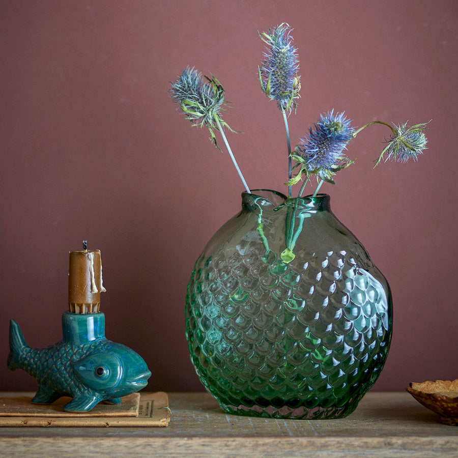 אגרטל Bree זכוכית ירוקה בצורת דג