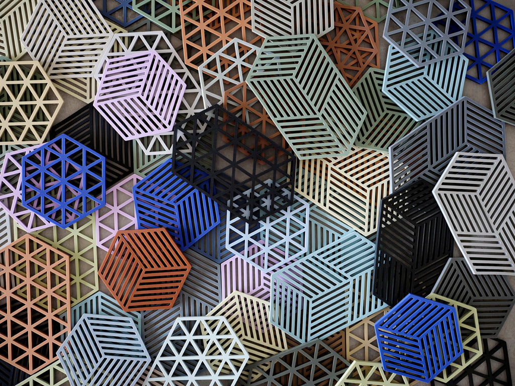 מארז 3 תחתיות לסירים Hexagon - סגול בהיר/חול/טרקוטה