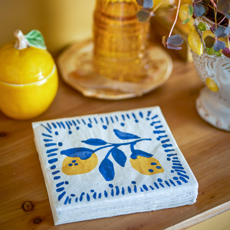 מפיות Maxima - הדפס לימונים/פרחוני כחול