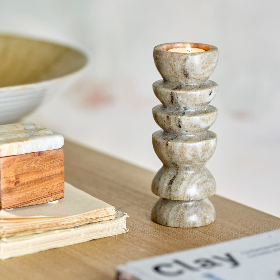 פמוט שיש Tasya -  טבעי